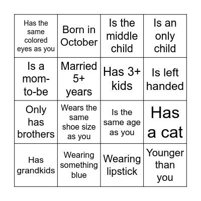 Find the Guest BINGO Card