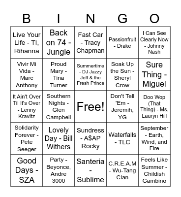 Labor Day Bingo Card