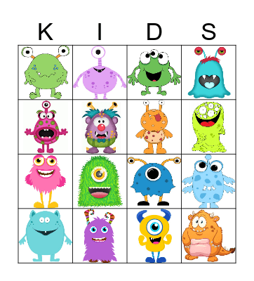 Faith Kids Monster Bingo Card