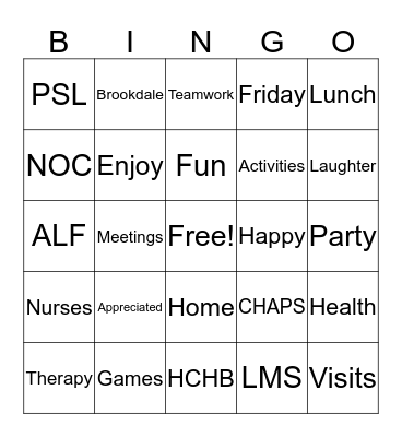 Employee Appreciation Bingo Card