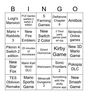 9/9/2026 Bingo Card