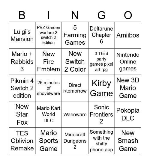 9/9/2026 Bingo Card