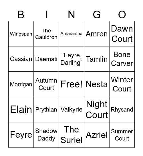 ACOTAR Bingo Card