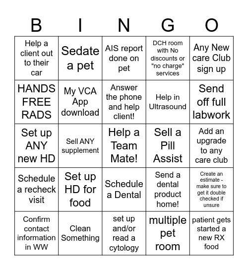 VCA BINGO Card
