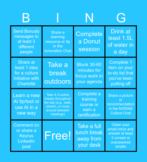 Keyrus Bingo Card