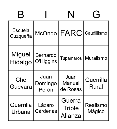 Bingo LATAM Bingo Card