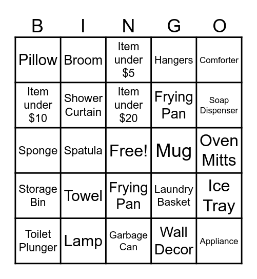 Target BINGO Card
