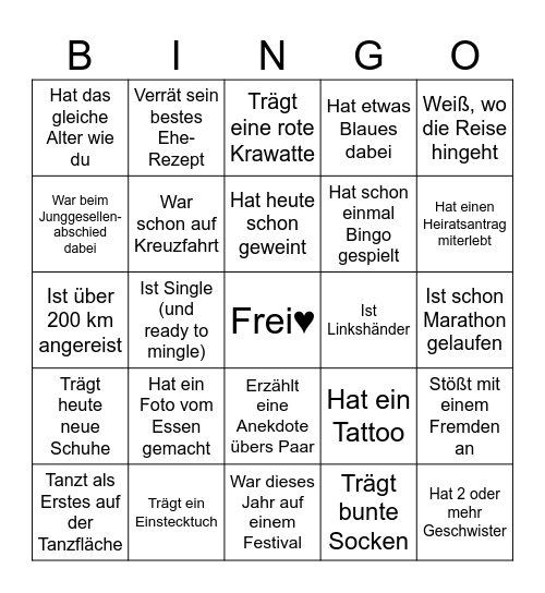 Hochzeitsbingo Irina & Clemens Bingo Card
