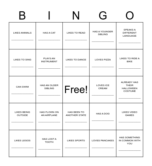 Logos Name/Family Bingo Card