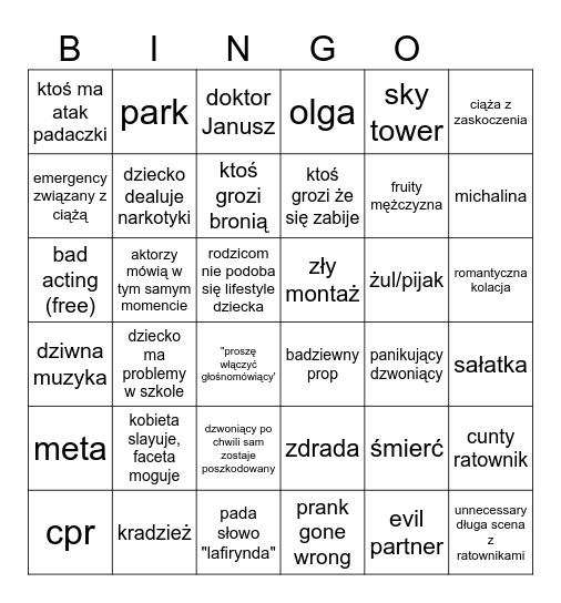 na ratunek 112 bingo Card