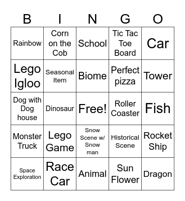 Pass the Bricks "Let's Build it" Bingo Card