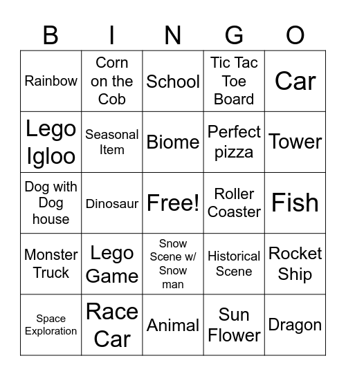 Pass the Bricks "Let's Build it" Bingo Card