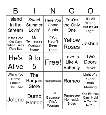 DOLLY PARTON Bingo Card