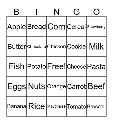 Food Pyramid Bingo Card