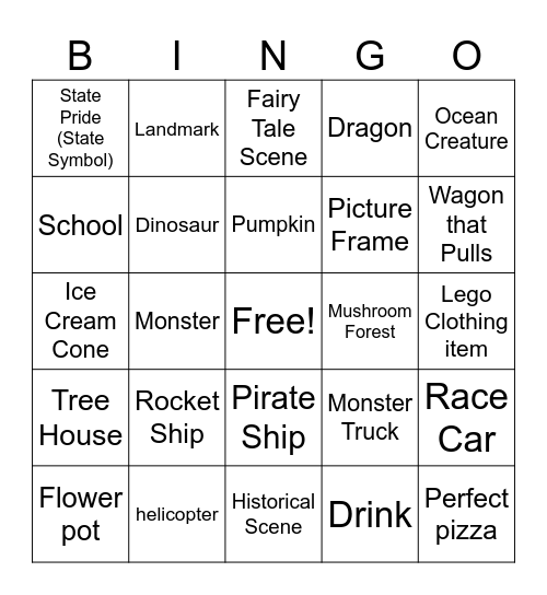 Pass the Bricks "Let's Build it" Bingo Card
