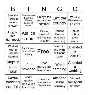 Find Someone Who... Bingo Card