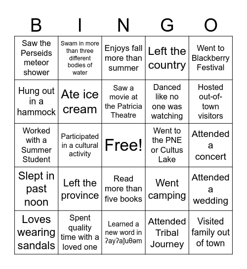 Find Someone Who... Bingo Card