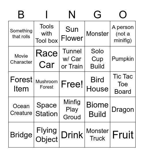 Pass the Bricks "Let's Build it" Bingo Card