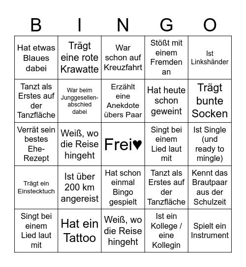 Hochzeitsbingo Irina & Clemens Bingo Card