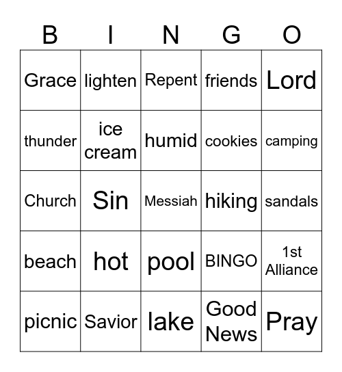 Summer is almost over Bingo Card