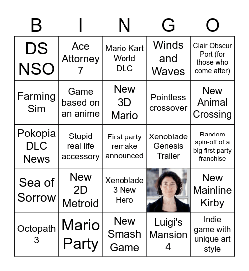 Scuffed Nintendo Direct Bingo Card