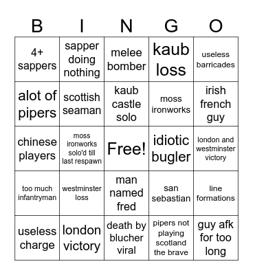 guts and blackpowder bingo! Bingo Card