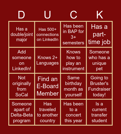 Beta Alpha Psi - NMI Bingo Card