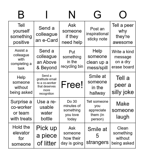Random Acts of Kindness - Lindsay Bingo Card