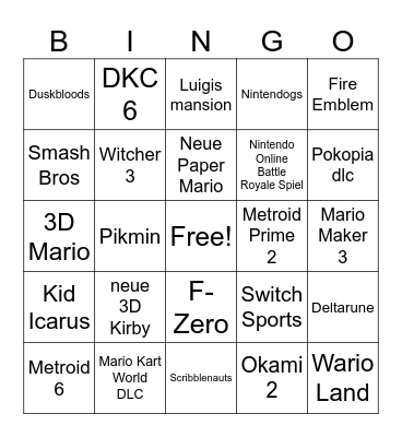 Nintendo Direct 9.9. Bingo Card