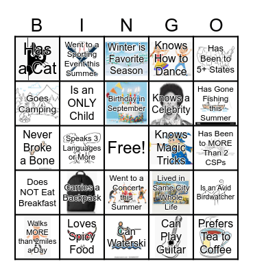 Get to know you Bingo! Bingo Card