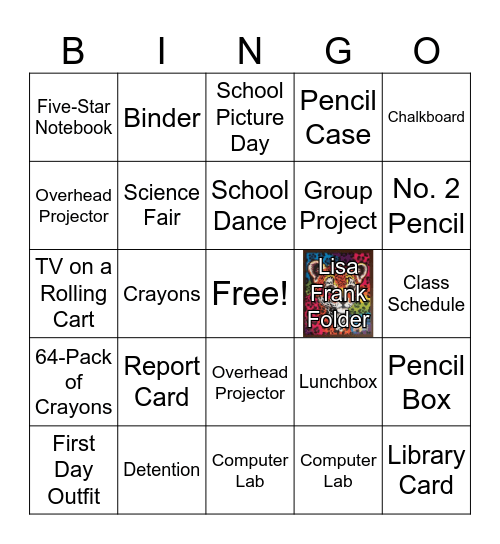 Back-to-School Bingo Card