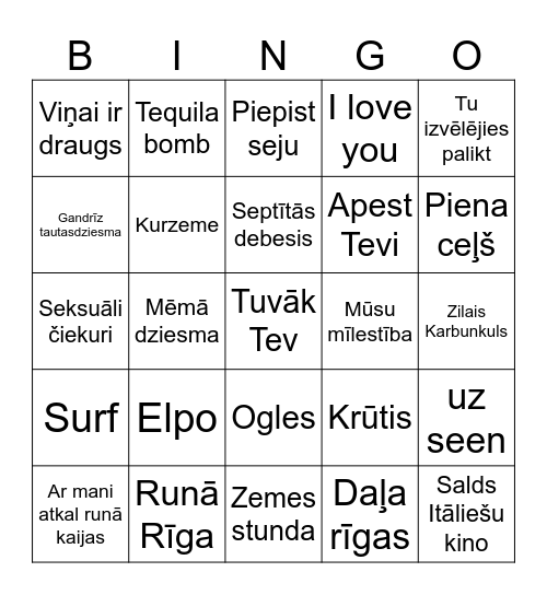 Kaut kas, lai pakratītu farmaceitu kūku ;) Bingo Card