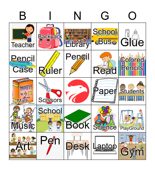 School Words Bingo Card