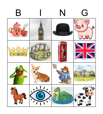 United Kingdom Bingo Card