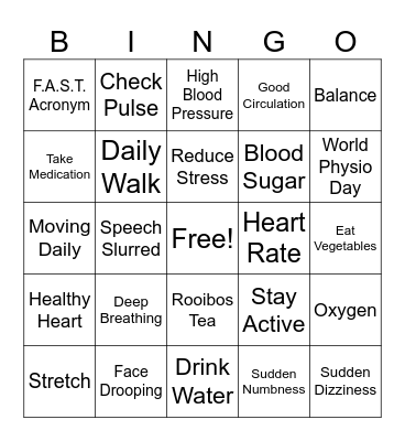 Cardio & Stroke Bingo Card
