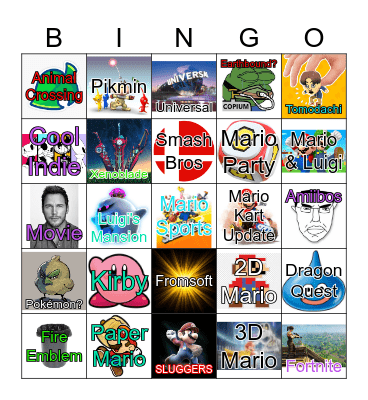 Nintendo Direct 9/9/26 Bingo Card
