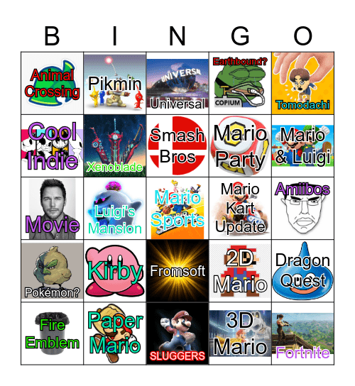 Nintendo Direct 9/9/26 Bingo Card