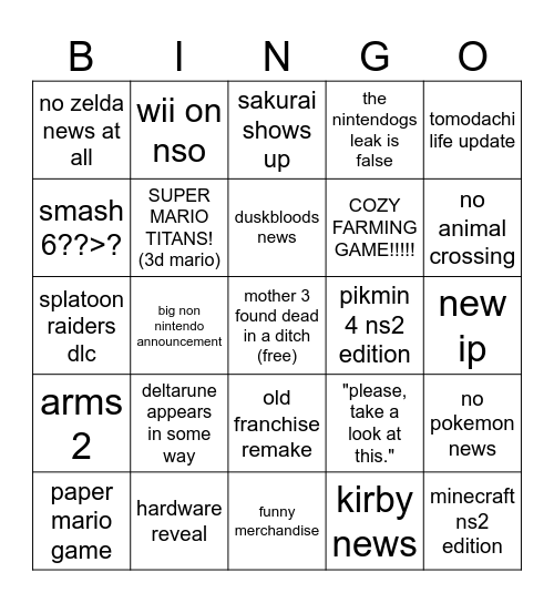 Untitled Bingo Card