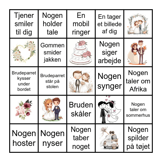 Bryllupsbingo Caroline og Malthe 19.sept.2026 Bingo Card