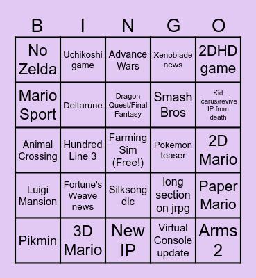9/9/26 Direct predictions Bingo Card