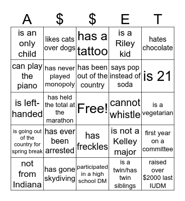 MEET YOUR BAD A$$ETS Bingo Card