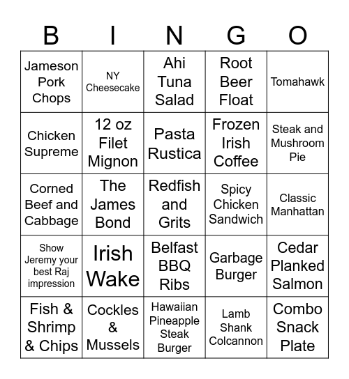 McGuires 2 Way Bingo Card