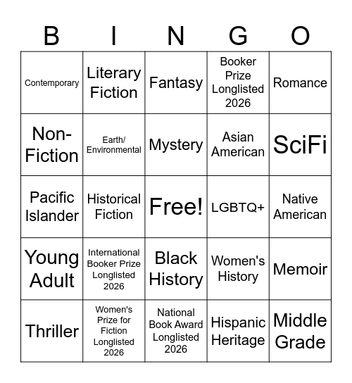 BOOKS Bingo Card
