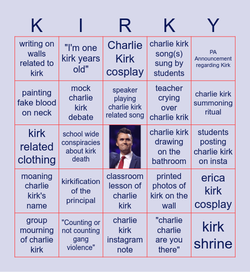 CVHS Kirkaversary Bingo Card