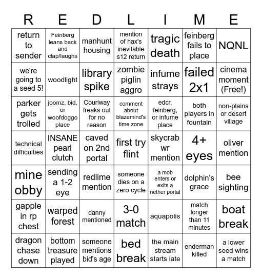mcsr ranked s11 bingo Card
