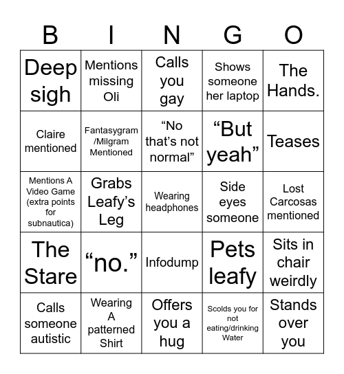 Anne Bingo Card