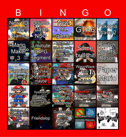 Nintendo Direct on Kirkmas Eve Bingo Card
