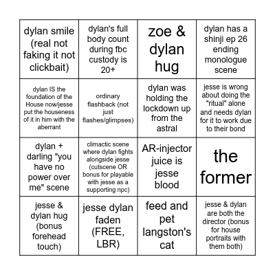 Control Resonant Bingo Card
