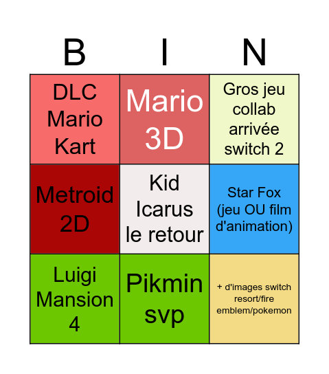 Le bingo du direct Bingo Card