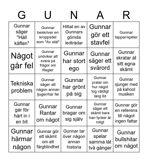 Bingunnar Bingo Card